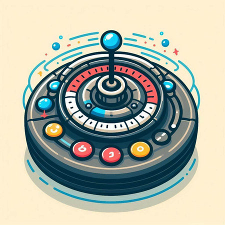 Retro casino roulette wheel. Vector illustration in flat style.のイラスト素材