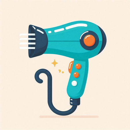 Hairdryer icon. Vector illustration in flat cartoon style.のイラスト素材