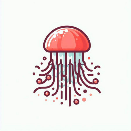 Colorful jellyfish. Hand drawn vector illustration in doodle style.のイラスト素材