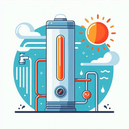 Water boiler. Flat style vector illustration. Alternative heating system. Cooling system.のイラスト素材