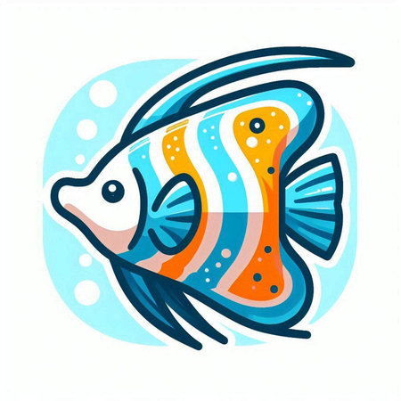 Colorful fish on a white background. Vector illustration in a flat style.のイラスト素材