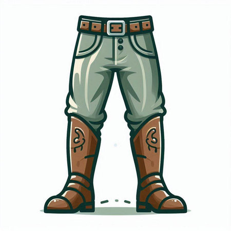 Cartoon illustration of a man wearing cowboy boots. Vector illustration.のイラスト素材