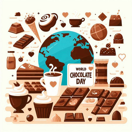 World Chocolate Day. Vector Illustration. World Chocolate Day Concept.のイラスト素材