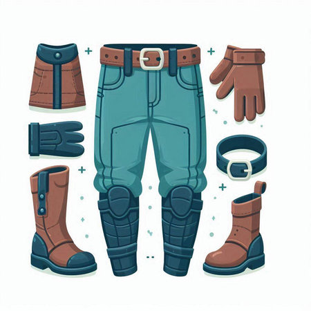 Set of men's clothes and accessories. Vector illustration in cartoon style.のイラスト素材