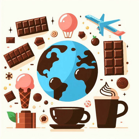 Coffee and chocolate flat vector illustration. Elements for design.のイラスト素材