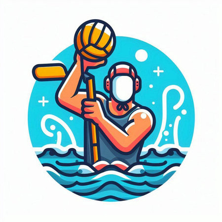 Man in a kayak with a paddle in the water. Vector illustrationのイラスト素材