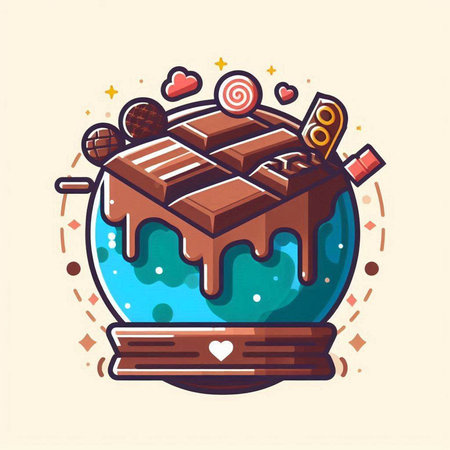 Chocolate bar in the shape of a globe. Vector illustration.のイラスト素材