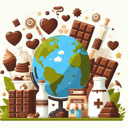 Chocolate world. Vector illustration in flat style. Elements for design.のイラスト素材