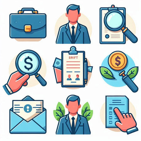 Business and finance icons set in flat design style. Vector illustration.のイラスト素材