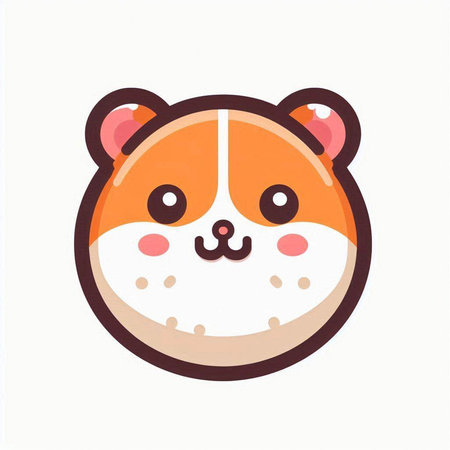 Cute cartoon hamster face. Vector illustration in flat style.のイラスト素材