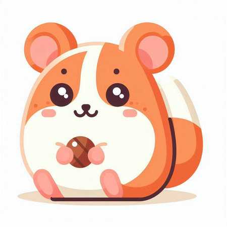 Cute hamster with a cup of coffee. Vector illustration.のイラスト素材