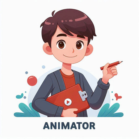Vector illustration of a boy with a notebook and a pen on a white backgroundのイラスト素材