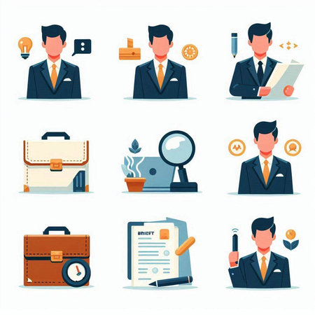 Businessman icons set. Flat illustration of businessman icons set for web designのイラスト素材