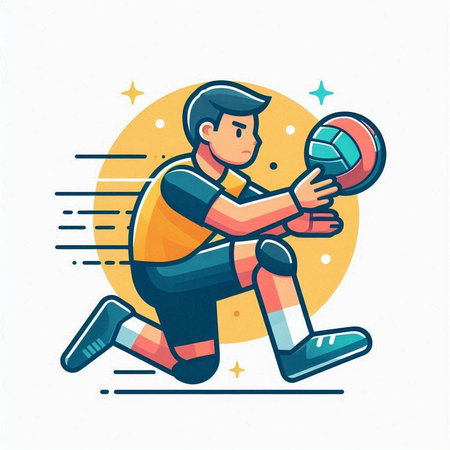 Volleyball player with ball. Vector illustration in cartoon style.のイラスト素材