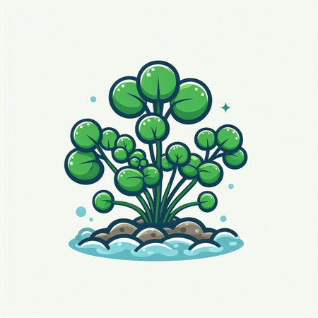 Cartoon vector illustration of a green plant in the sea or oceanのイラスト素材