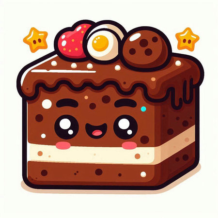 Cake vector illustration. Cute cartoon style kawaii character.のイラスト素材