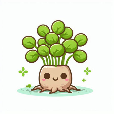 Illustration of a cute kawaii root isolated on a white backgroundのイラスト素材
