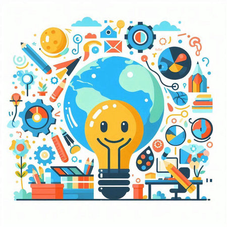 Flat design vector illustration concept of creative thinking and innovative solutions.のイラスト素材