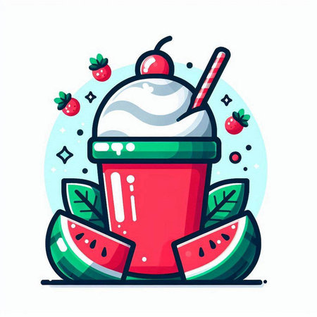 Ice cream in a paper cup. Vector illustration, flat design.のイラスト素材