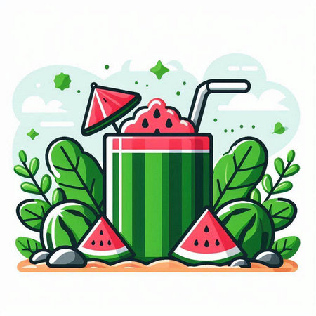 Fruit smoothie with watermelon and mint. Vector illustration.のイラスト素材