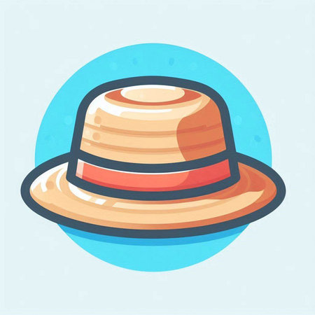 Summer hat icon. Vector illustration in flat style. Isolated on white background.のイラスト素材
