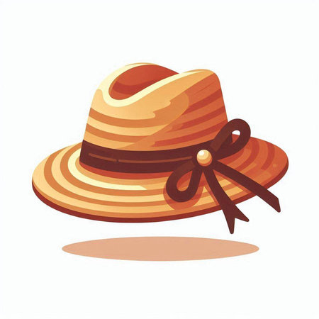 Straw hat isolated on white background. Cartoon style. Vector illustration.のイラスト素材