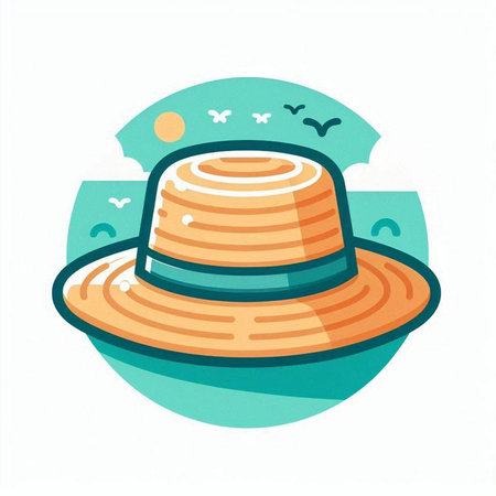 Vector illustration of a hat in flat style on a white background.のイラスト素材
