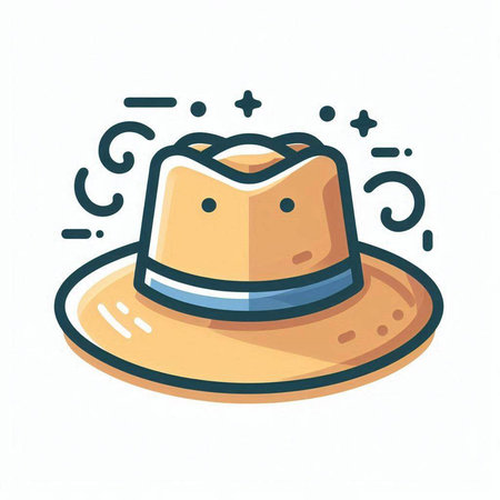 Cowboy hat icon in flat style isolated on white background. Vector illustration.のイラスト素材