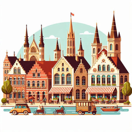 Old town of Gdansk, Poland, Europe. Vector illustration.のイラスト素材