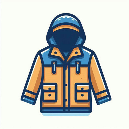 Winter jacket icon, vector illustration in flat style. Winter clothing.のイラスト素材