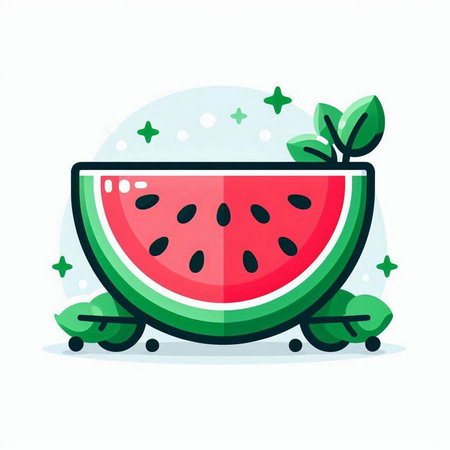 Watermelon vector icon in flat style. Watermelon fruit illustration.のイラスト素材