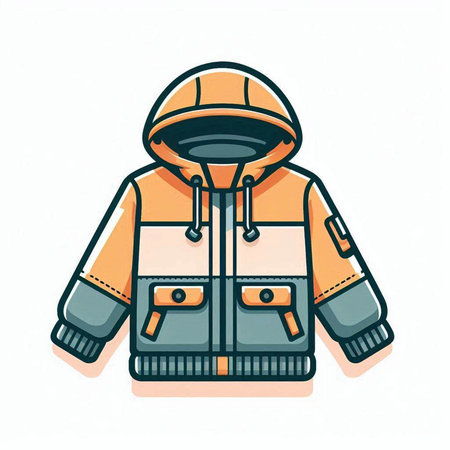 Vector illustration of a hooded jacket isolated on a white background.のイラスト素材