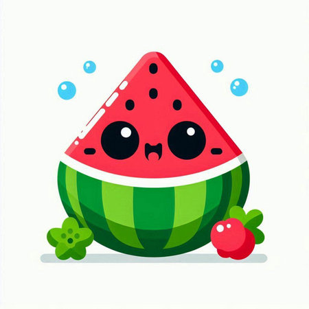 Cute watermelon character isolated on white background. Vector illustration.のイラスト素材
