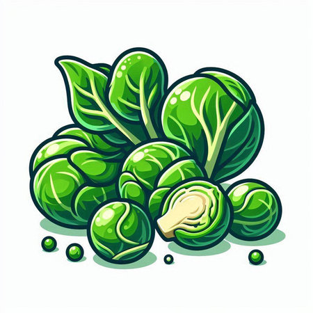 Brussels sprouts vector illustration isolated on a white background.のイラスト素材