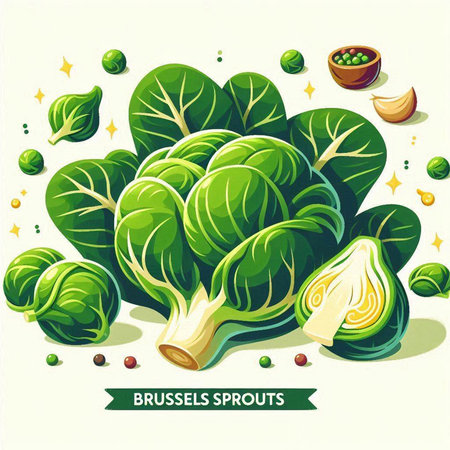Brussels sprouts. Vegetarian food. Vector illustration.のイラスト素材