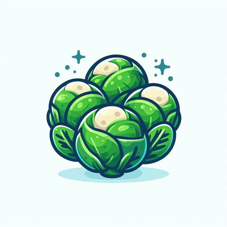 Brussels sprouts. Cute cartoon style vector illustration.のイラスト素材