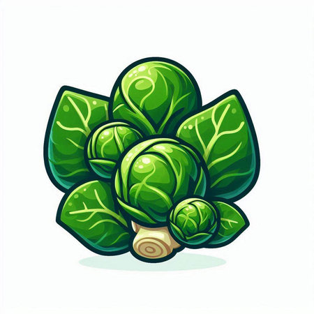 Brussels sprouts isolated on white background. Vector illustration.のイラスト素材
