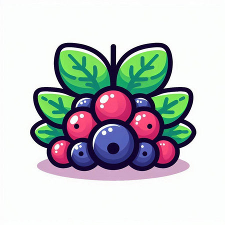 Cranberry vector illustration. Cute cartoon berry icon.のイラスト素材