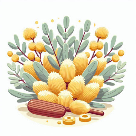 Illustration of macaroni, flour and eggs. Vector illustration.のイラスト素材