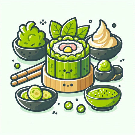 Japanese food illustration. Vector illustration of japanese food set.のイラスト素材