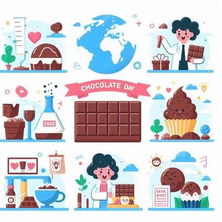 Chocolate and sweets icons set. Vector illustration in cartoon style.のイラスト素材