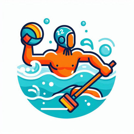 Water polo player. Water polo player in action. Vector illustrationのイラスト素材