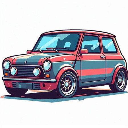 Retro car on a white background. Vector illustration in sketch style.のイラスト素材