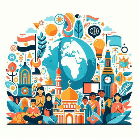Concept of international travel and tourism. Vector illustration in flat styleのイラスト素材