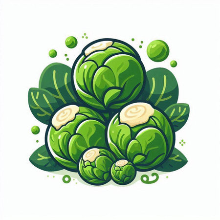 Brussels sprouts on a white background. Vector illustration.のイラスト素材