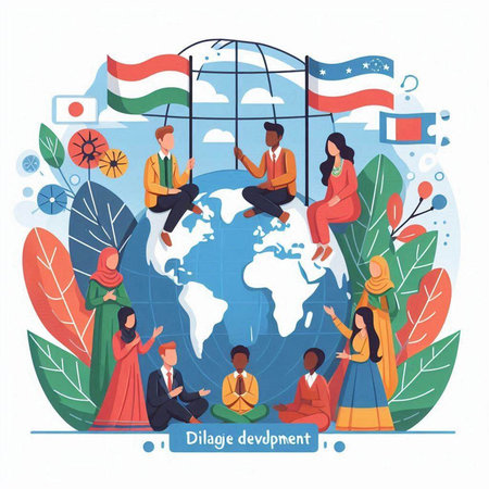 People around the world. Global communication concept. Flat vector illustration.のイラスト素材