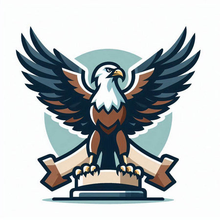 Bald eagle with banner. Vector illustration of american eagle.のイラスト素材