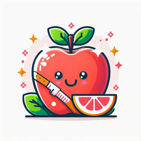 Cute happy apple character. Vector flat cartoon character illustration icon designのイラスト素材