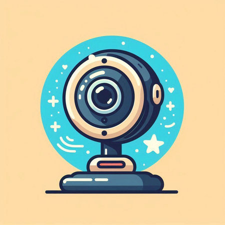 Vector illustration of web camera in flat style. Webcam icon.のイラスト素材