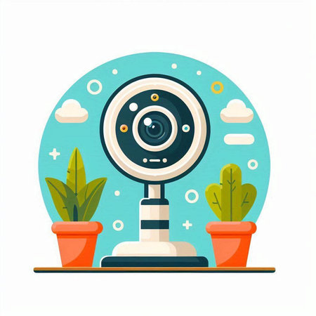 Vector illustration of a web camera. Flat design. Vector illustration.のイラスト素材